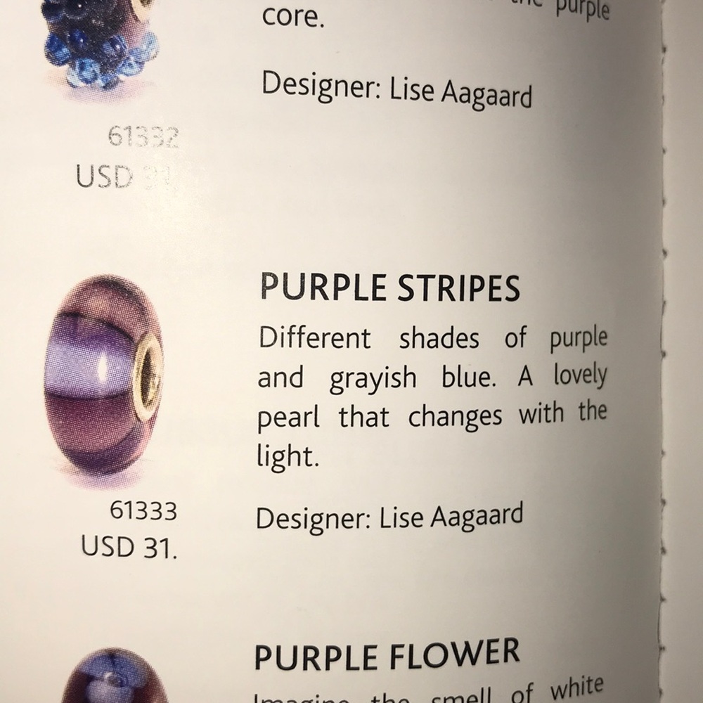 2 Purple stripe troll bead
